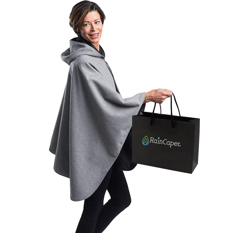 WarmCaper - Warm Pewter and Black Reversible Rain Cape