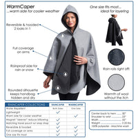 WarmCaper - Warm Pewter and Black Reversible Rain Cape