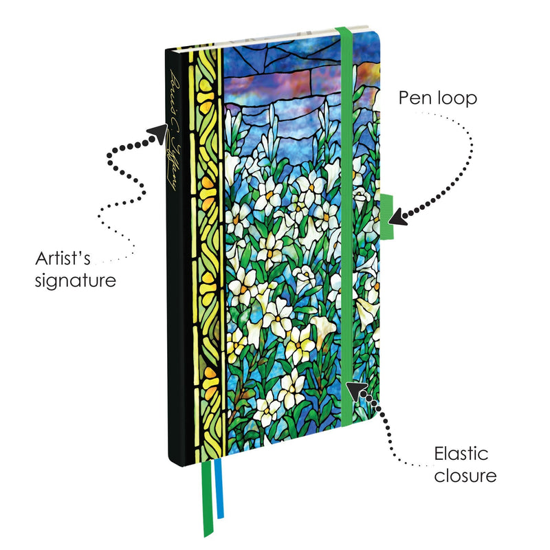 Tiffany Field of Lilies - Dot Grid Journal – Hardcover, Pockets, Ribbon Bookmarks