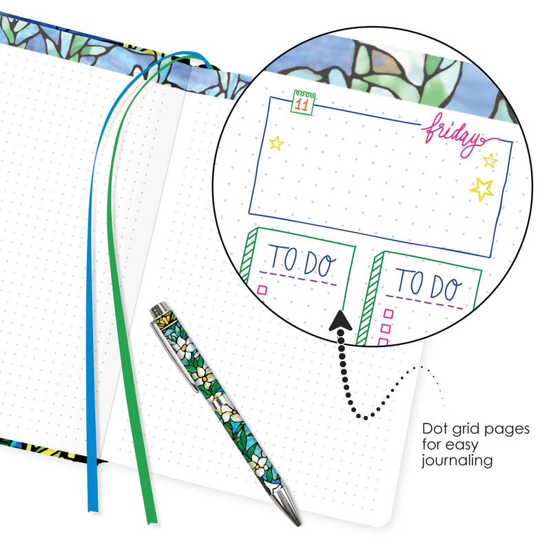 Tiffany Field of Lilies - Dot Grid Journal – Hardcover, Pockets, Ribbon Bookmarks