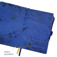 van Gogh Starry Night - Dot Grid Journal – Hardcover, Pockets, Ribbon Bookmarks