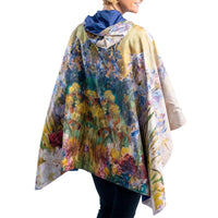 Tiffany Peonies & Iris Reversible Rain Cape – Lightweight Hooded Wrap for Women