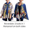 Tiffany Peonies & Iris Reversible Rain Cape – Lightweight Hooded Wrap for Women