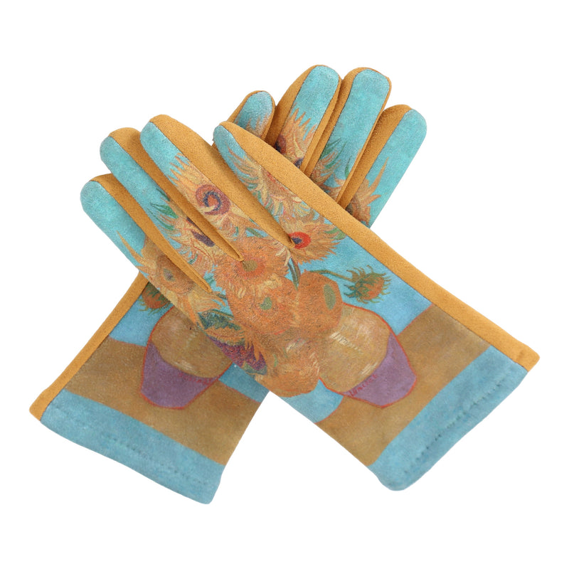 Fine Art van Gogh Sunflowers Womens Touch Screen Gloves - One Size Fits All