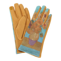 Fine Art van Gogh Sunflowers Womens Touch Screen Gloves - One Size Fits All