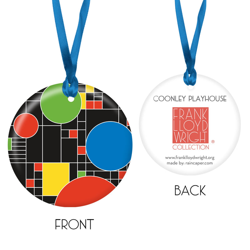 Frank Lloyd Wright Coonley Playhouse Porcelain Keepsake Ornament – Flat Ceramic, Gift-Ready