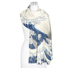 Hokusai "The Great Wave" Silk Blend Shawl – Lightweight Dressy Wrap for Women