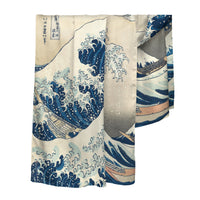 Hokusai "The Great Wave" Silk Blend Shawl – Lightweight Dressy Wrap for Women