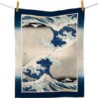 Hokusai The Great Wave Cotton Tea Towel – Flat Weave, Absorbent