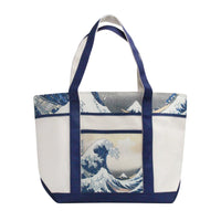 Hokusai the Great Wave Large Canvas Boat Tote – Zipper Top & Pockets