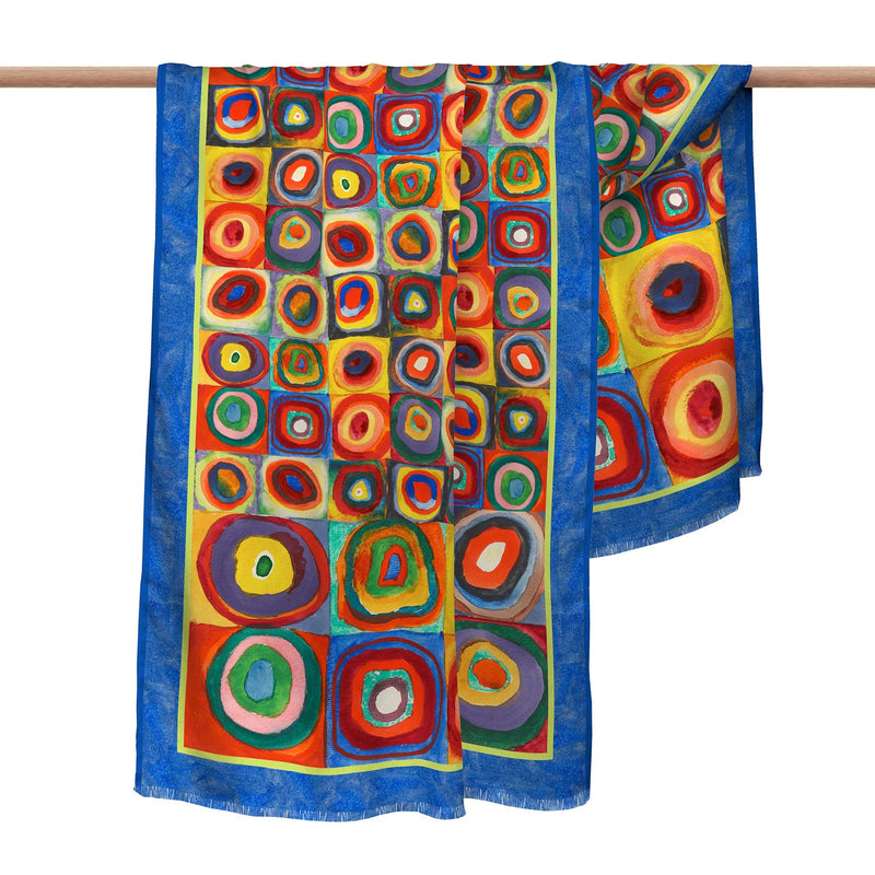 Kandinsky Circles   Silk Blend Shawl – Lightweight Dressy Wrap for Women