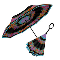 Laurel Burch Blooms Reverse Inverted Umbrella – Hands-Free, Windproof - Earlier Design