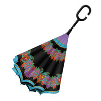 Laurel Burch Blooms Reverse Inverted Umbrella – Hands-Free, Windproof - Earlier Design