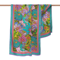 Laurel Burch Lavender Floral Silk Blend Women's Fashion Shawl