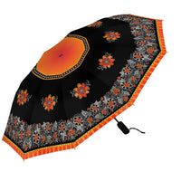 Laurel Burch "Orange Blossoms" Travel Umbrella – Compact, One-Touch Open & Close