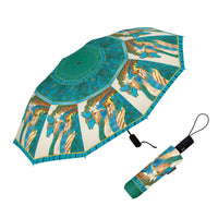 Laurel Burch "Sky Mares" Travel Umbrella – Compact, One-Touch Open & Close