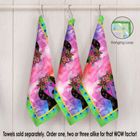 Laurel Burch Violet Cotton Tea Towel – Flat Weave, Absorbent