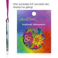 Laurel Burch Carlotta Garden Porcelain Keepsake Ornament – Flat Ceramic, Gift-Ready