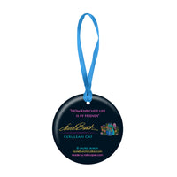 Laurel Burch Cerulean Cat Porcelain Keepsake Ornament – Flat Ceramic, Gift-Ready