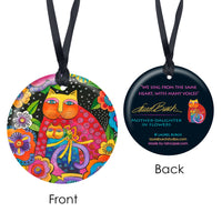 Laurel Burch Mother-Daughter in Flowers Porcelain Keepsake Ornament – Flat Ceramic, Gift-Ready