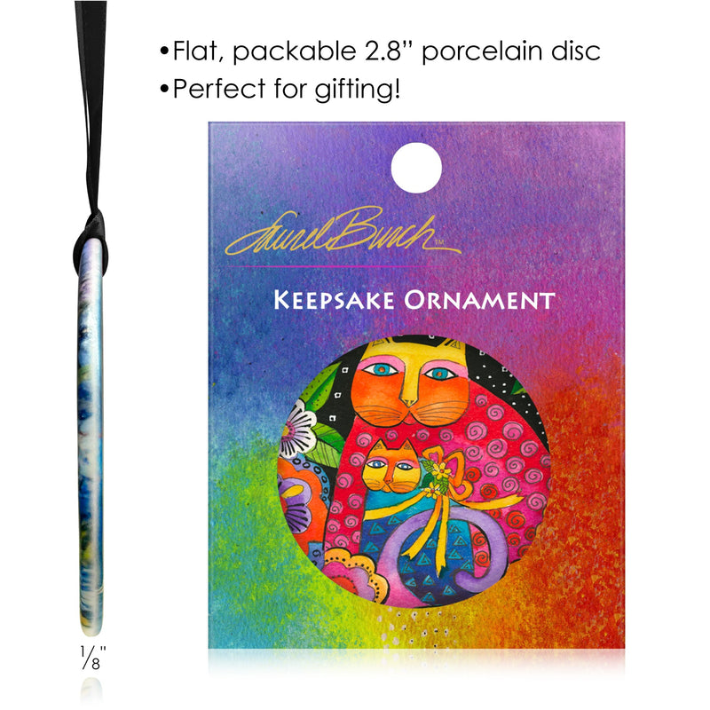 Laurel Burch Mother-Daughter in Flowers Porcelain Keepsake Ornament – Flat Ceramic, Gift-Ready