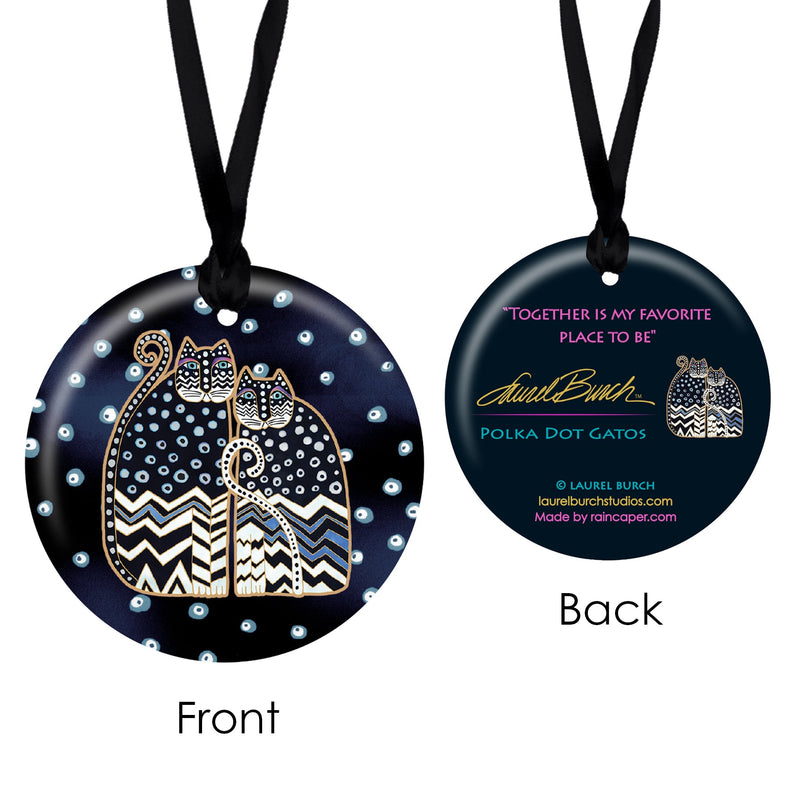 Laurel Burch Polka Dot Gatos Porcelain Keepsake Ornament – Flat Ceramic, Gift-Ready