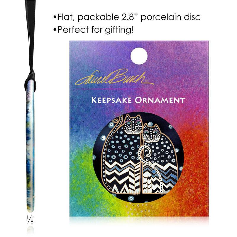 Laurel Burch Polka Dot Gatos Porcelain Keepsake Ornament – Flat Ceramic, Gift-Ready