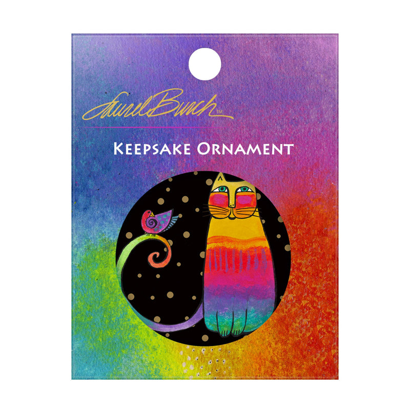 Laurel Burch Rainbow Cat Porcelain Keepsake Ornament – Flat Ceramic, Gift-Ready
