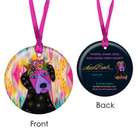 Laurel Burch Violet Dog Porcelain Keepsake Ornament – Flat Ceramic, Gift-Ready