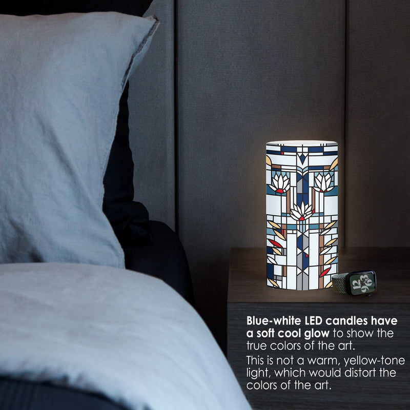 Frank Lloyd Wright Waterlilies 6"  LED Candle – Battery Operated, Flickering