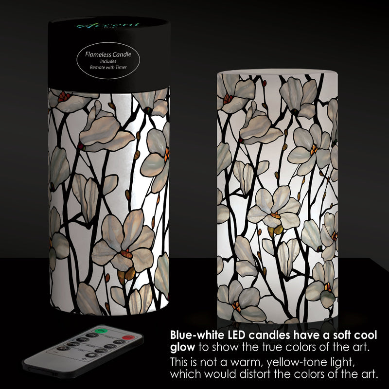 Tiffany Magnolia 6" 6" LED Candle – Battery Operated, Flickering