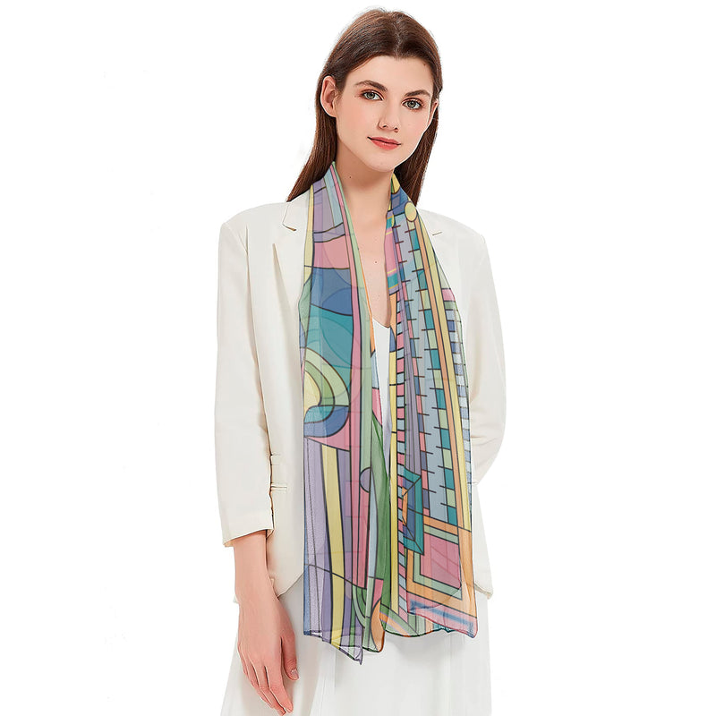 Frank Lloyd Wright Saguaro Forms Long Sheer Scarf – Lightweight, Elegant, Silky-Soft