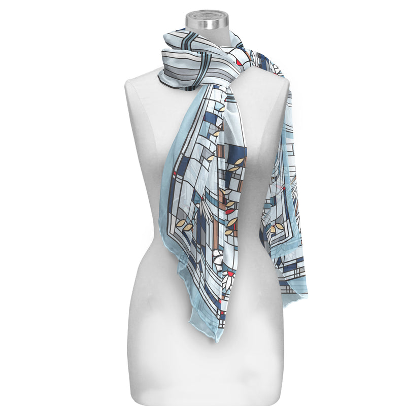 Frank Lloyd Wright Waterlilies Long Sheer Scarf – Lightweight, Elegant, Silky-Soft