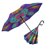 Laurel Burch Cats & Butterflies Reverse Inverted Umbrella – Hands-Free, Windproof Design