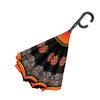 Laurel Burch Orange Blossoms Reverse Inverted Umbrella – Hands-Free, Windproof Design
