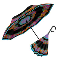 Laurel Burch Blooms Reverse Inverted Umbrella – Hands-Free, Windproof Design