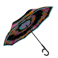 Laurel Burch Blooms Reverse Inverted Umbrella – Hands-Free, Windproof Design