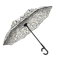 Tiffany Magnolia Reverse Inverted Umbrella – Hands-Free, Windproof Design