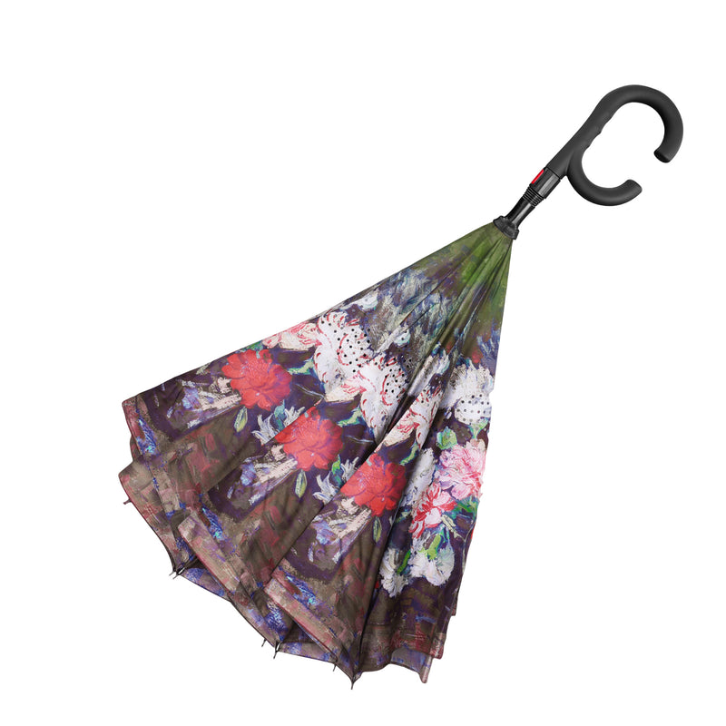 van Gogh "Carnations" Reverse Inverted Umbrella – Hands-Free, Windproof Design