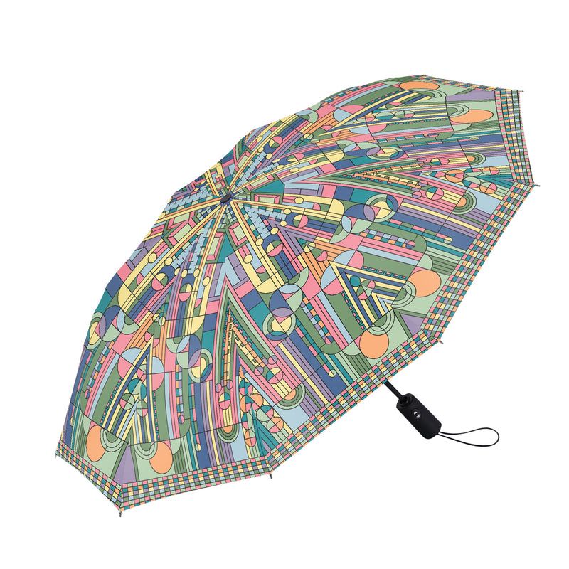 Frank Lloyd Wright Saguaro Forms Travel Umbrella – Compact, One-Touch Open & Close