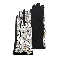 Fine Art Tiffany White Magnolia Womens Touch Screen Gloves - One Size Fits All