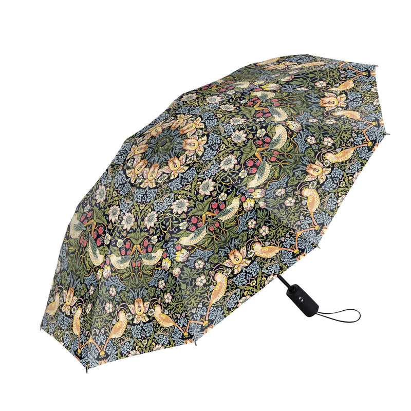 William Morris Strawberry Thief Travel Umbrella – Compact, One-Touch Open & Close