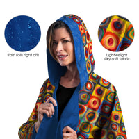 Kandinsky "Circles" Reversible Rain Cape Poncho – Lightweight Hooded Wrap for Women
