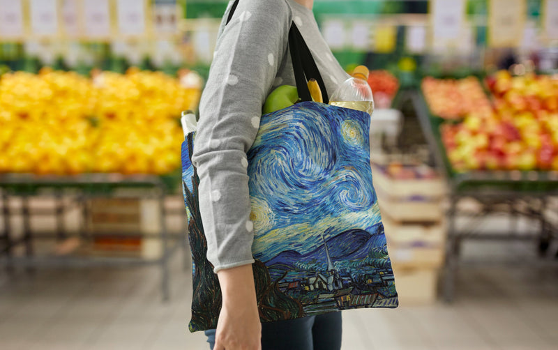 van Gogh Starry Night Canvas Magazine Tote – Slim Vertical Tote Bag