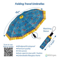 Tiffany Dragonfly (Purple) Travel Umbrella – Compact, One-Touch Open & Close