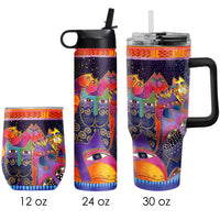 Laurel Burch "Fantasticats" Insulated Drinkware Set of 3, 1 per size