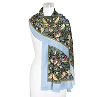 William Morris "Strawberry Thief" Silk Blend Shawl – Lightweight & Elegant Evening Wrap