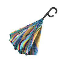EttaVee "Rainbow Riviera 1" Reverse Inverted Umbrella – Hands-Free, Windproof Design