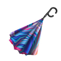 EttaVee "Marble 8" Reverse Inverted Umbrella – Hands-Free, Windproof Design