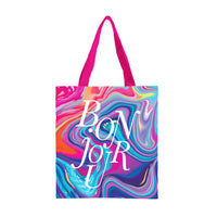 EttaVee Marble 8 Canvas Magazine Tote – Slim Vertical Tote Bag